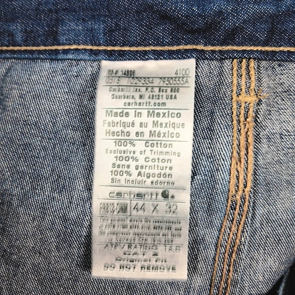 Carhartt FRB13-DNM Mens Flame Resistant FR Denim Dungaree Jeans 44x32 CAT 2 NWT